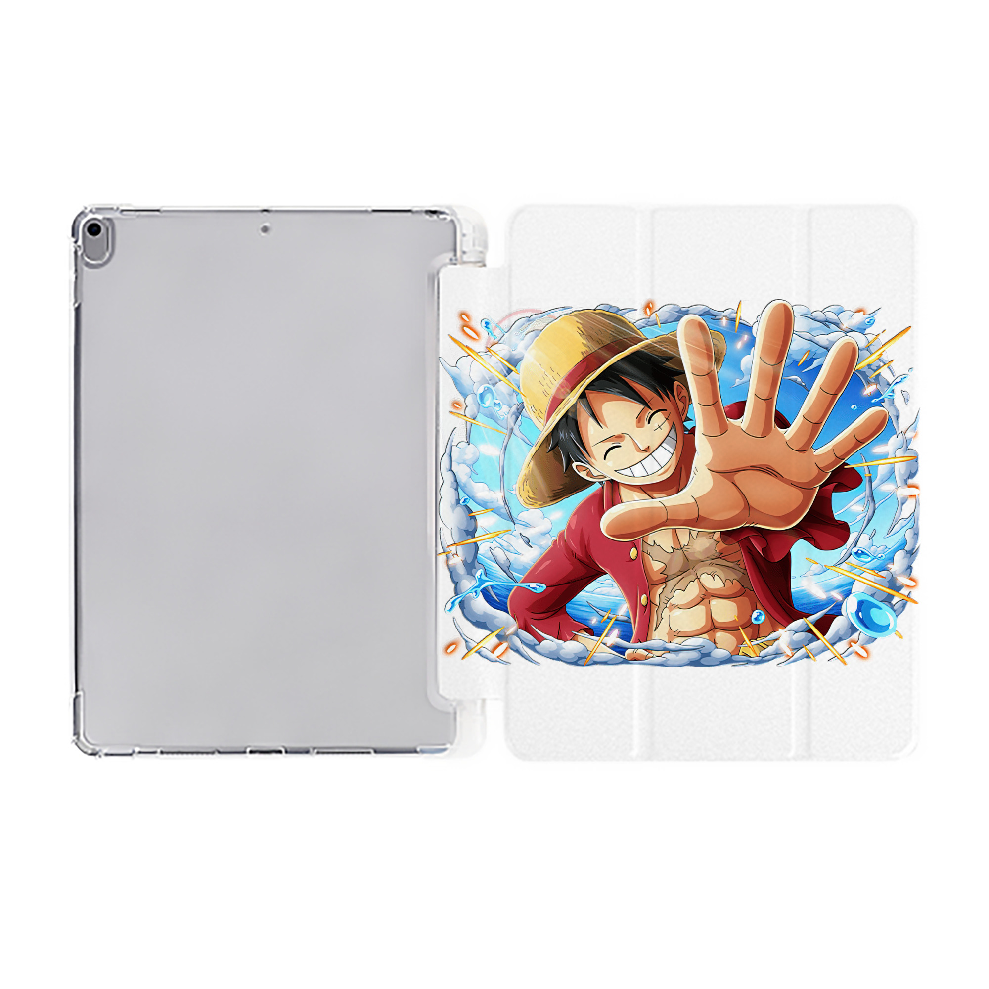 （画像用） ワンピース モンキー・D・ルフィ ONE PIECE Monkey D. Luffy IPad ケース ペン収納付き 三つ折りスタンド PUレザー×シリコン 対応機種9.5/10.5/10.9インチ
